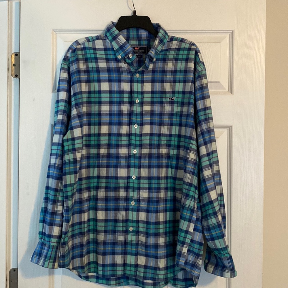 Vineyard Vines Mens XL flannel l/s whale shirt plaid